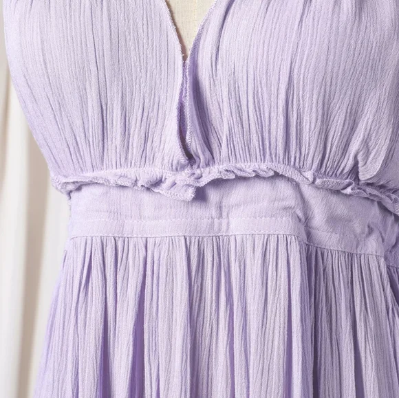 Lilac Layered Mesh Skirt Backless Halter Boho Beach Mini Dress - Picture 5 of 16